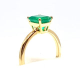 Natural Princess Cut Colombian Emerald Engagement Ring