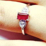 Natural Ruby Engagement Ring "Flying Love"