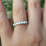 3 mm Thick Half Eternity Diamond Wedding Band – Shared Prong Stacking Ring