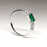 Large East-West Genuine Emerald Engagement Ring