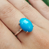 Genuine Oval Sleeping Beauty Turquoise Engagement Ring
