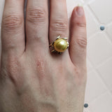 Nature Inspired Golden South Sea Pearl Engagement Ring