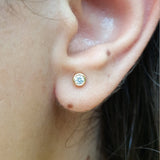 Dainty Genuine Diamond Bezel Stud Earrings