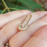 Elongated "Attaché" Diamond Earrings - Safety Pin Statement Jewelry