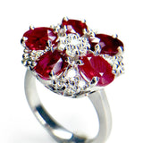 Vivid Red Ruby Flower Ring