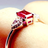 Natural Ruby Engagement Ring "Flying Love"