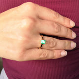 Natural Princess Cut Colombian Emerald Engagement Ring