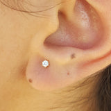 Vintage Six-Prong Diamond Stud Earrings - Minimalistic Open Housing Design