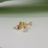 Vintage Six-Prong Diamond Stud Earrings - Minimalistic Open Housing Design
