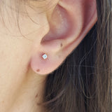 Simple Minimalistic Diamond Stud Earrings - Four-Prong Closed Housing