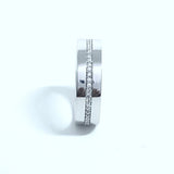 6 mm Flat Wedding Band - 18k White Gold with Natural Diamonds