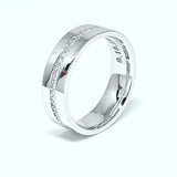 6 mm Flat Wedding Band - 18k White Gold with Natural Diamonds