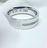 6 mm Flat Wedding Band - 18k White Gold with Natural Diamonds