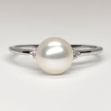 Minimalist Natural Pearl & Diamond Engagement Ring