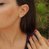 Personalized Diamond Initial Earrings - Dainty 18K Gold Studs