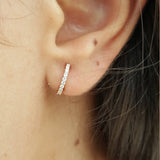 Diamond Huggie Earrings – Flat Hoop Earrings – Delicate Bridal Set
