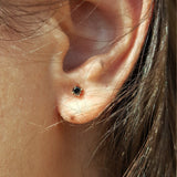 Dainty Black Diamond Stud Earrings – Delicate Genuine Diamond Bridal Set