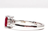 Natural 1.06 Ct Emerald Cut Ruby and Diamond Engagement Ring