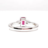 Natural 1.06 Ct Emerald Cut Ruby and Diamond Engagement Ring