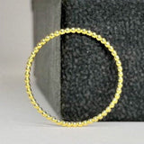 Thin Solid Gold Beaded Ring