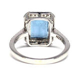 Natural Emerald-Cut Aquamarine Engagement Ring - Large March Birthstone Ring