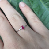 Dainty Natural Ruby and Diamond Engagement Ring