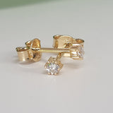 Handcrafted Six-Prong Diamond Stud Earrings - Timeless Vintage Elegance