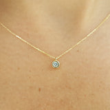 Bezel Diamond Tiny Solitaire Necklace – Natural Dainty Handmade Diamond Necklace