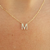 Natural Dainty Diamond Initial Pendant – Simple Delicate Custom Letter Necklace