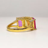 Unique Statement Emerald Cut Sapphire Engagement Ring