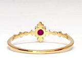 Vintage Style Dainty Ruby Engagement Ring – Small July & April Dual Birthstone Ring – Victorian Antique Style Gold Ruby Stacking Ring