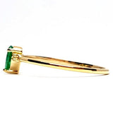 Small Pear Shaped Colombian Emerald Ring – Dainty Emerald and Diamond Engagement Ring – Vintage May Birthstone Ring