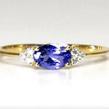 Oval Tanzanite Engagement Ring – Natural Tanzanite and Cluster of Diamond Ring – Solid Gold December and April Birthstone Ring