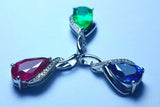 Sapphire Necklace, Ruby Necklace, or Emerald Necklace  "Tear Drops"