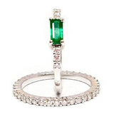 Dainty East-West Genuine Emerald Engagement Ring