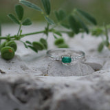 Dainty East-West Genuine Emerald Engagement Ring