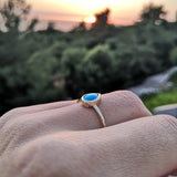 Dainty Tear-Drop Sleeping Beauty Bezel Turquoise Ring