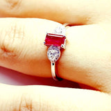 Natural Ruby Engagement Ring "Flying Love"