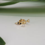 Vintage Six-Prong Diamond Stud Earrings - Minimalistic Open Housing Design