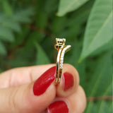 Wavy Diamond Twin Solitaire Engagement Rings Set – GIA Certified