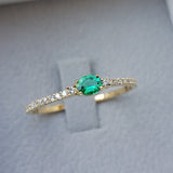 Emerald Engagement Ring - Dainty & Vintage