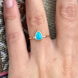 Dainty Tear-Drop Sleeping Beauty Bezel Turquoise Ring