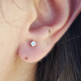 Simple Minimalistic Diamond Stud Earrings - Four-Prong Closed Housing