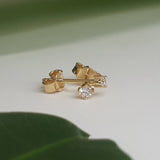 Simple Minimalistic Diamond Stud Earrings - Four-Prong Closed Housing