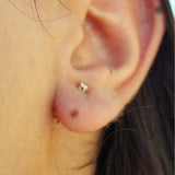 Simple Minimalistic Diamond Stud Earrings - Four-Prong Closed Housing