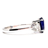 Oval Blue Sapphire and Marquise Diamond Engagement Ring