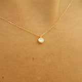 Bezel Diamond Tiny Solitaire Necklace – Natural Dainty Handmade Diamond Necklace