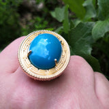 Vintage Genuine Large Sleeping Beauty Turquoise Statement Ring