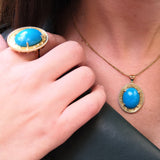 Vintage Genuine Large Sleeping Beauty Turquoise Statement Ring