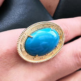 Vintage Genuine Large Sleeping Beauty Turquoise Statement Ring
